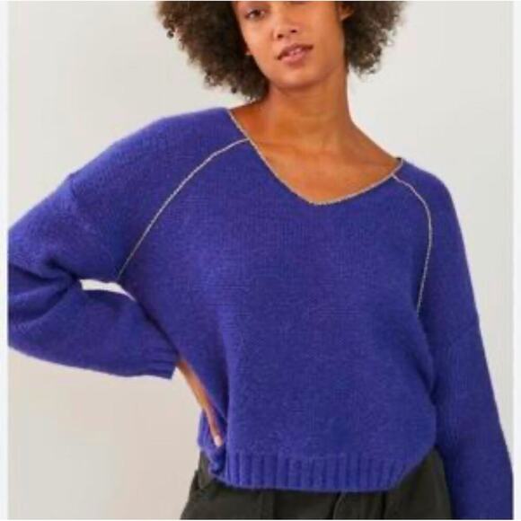 NWT Anthropologie Alpaca Blend V-Neck Pullover Sweater Size XS - Picture 1 of 11